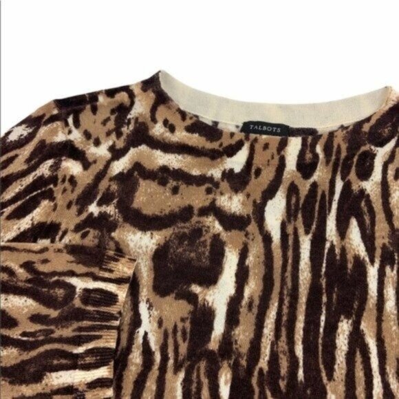 Talbots Merino Wool Leopard Sweater Crewneck - Picture 4 of 5